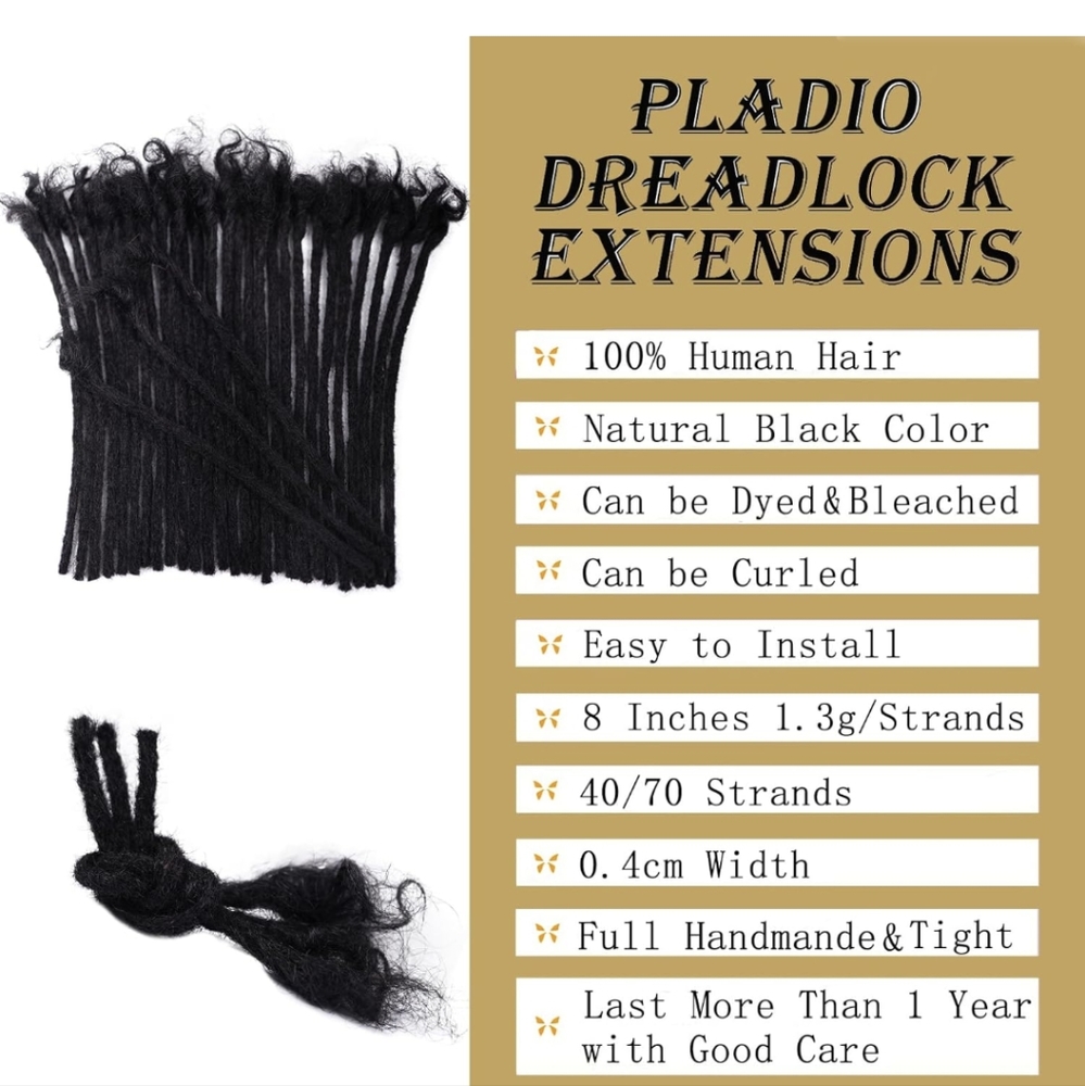 Dreadlock Human hair extensions set 6"-12" unisex New - Picture 4 of 4